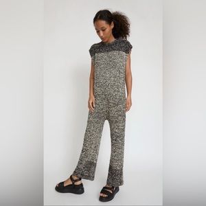 atelier delphine sienna jumpsuit in provence linen and black, size xs/s